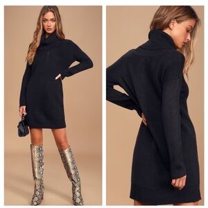Lulu’s Tea Reader Black Turtleneck Sweater Dress XS NWT